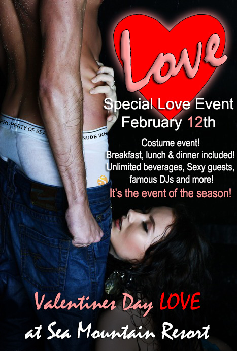 Sea Mountain Valentine's event on February 12TH -- Party of LOVE - Dance events - ALL meals included - ALL day all beverages